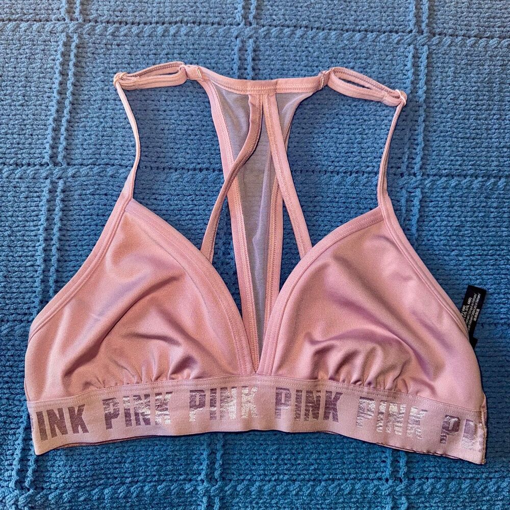 PINK Pink low cut razor back sports bra (PINK by Victoria Secret) size m